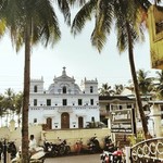 agonda india goa beach trees church